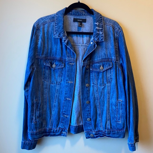 Forever 21 Jackets & Blazers - FOREVER21 DENIM JEAN JACKET DARK BLUE